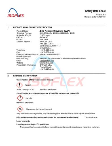 Zinc Acetate Dihydrate (DZA) use this one 2020 (Rev 3)